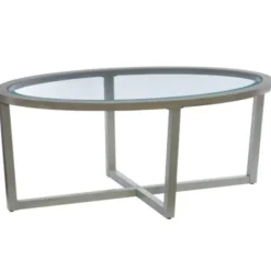 Coffee Tables-Kirkland's Home Wood & Glass Top 3-Pc. Table Set Gray