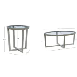 Coffee Tables-Kirkland's Home Wood & Glass Top 3-Pc. Table Set Gray