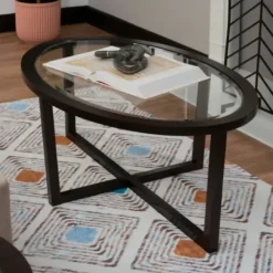 Coffee Tables-Kirkland's Home Wood & Glass Top 3-Pc. Table Set Brown