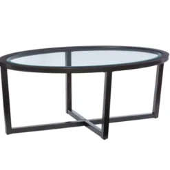 Coffee Tables-Kirkland's Home Wood & Glass Top 3-Pc. Table Set Brown