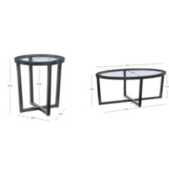 Coffee Tables-Kirkland's Home Wood & Glass Top 3-Pc. Table Set Brown