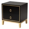 Nightstands-Kirkland's Home Wood & Gold Accent 2-Drawer Nightstand Black