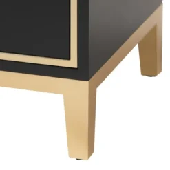 Nightstands-Kirkland's Home Wood & Gold Accent 2-Drawer Nightstand Black