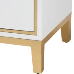 Nightstands-Kirkland's Home Wood & Gold Accent 2-Drawer Nightstand White