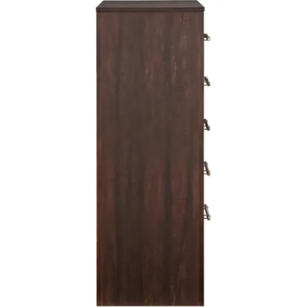 Dressers & Chests-Kirkland's Home Wood & Gold Hardware 5-Drawer Chest Brown
