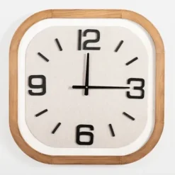 Clocks-Kirkland's Home Wood & Linen Rounded Edge Wall Clock