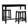 Dining Tables-Kirkland's Home Wood & Upholstered Stools 3-Pc. Dining Set Black