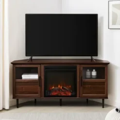 Tv Stands & Media Consoles-Kirkland's Home Wood Alcove Doors Led Fireplace Media Cabinet Brown