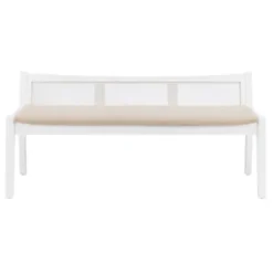 Benches & Ottomans-Kirkland's Home Wood And Cane Upholstered Bench White
