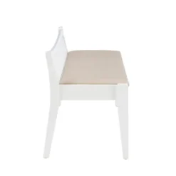 Benches & Ottomans-Kirkland's Home Wood And Cane Upholstered Bench White