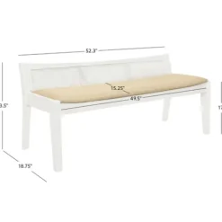 Benches & Ottomans-Kirkland's Home Wood And Cane Upholstered Bench White