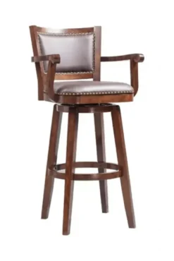 Bar Stools & Counter Height Stools-Kirkland's Home Wood And Faux Leather Swivel Bar Stool Brown