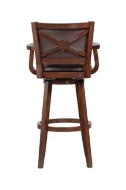 Bar Stools & Counter Height Stools-Kirkland's Home Wood And Faux Leather Swivel Bar Stool Brown