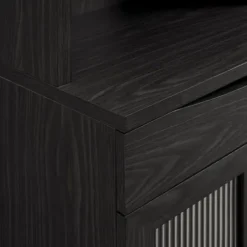 Kitchen Islands & Bar Carts-Kirkland's Home Wood And Glass 2-Door Bar Cabinet Black