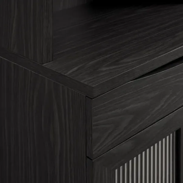 Kitchen Islands & Bar Carts-Kirkland's Home Wood And Glass 2-Door Bar Cabinet Black