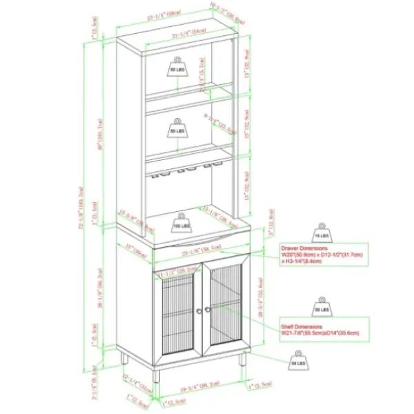 Kitchen Islands & Bar Carts-Kirkland's Home Wood And Glass 2-Door Bar Cabinet Black