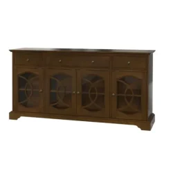 Tv Stands & Media Consoles-Kirkland's Home Wood And Glass 4-Door Media Cabinet Brown