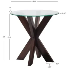 Accent & End Tables-Kirkland's Home Wood And Glass Top X-Base Accent Table Brown