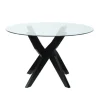 Dining Tables-Kirkland's Home Wood And Glass X-Base Dining Table Black