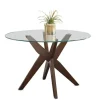 Dining Tables-Kirkland's Home Wood And Glass X-Base Dining Table Brown