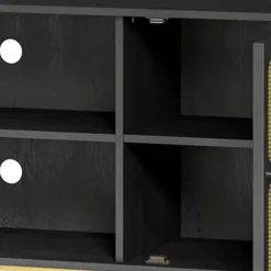 Tv Stands & Media Consoles-Kirkland's Home Wood And Gold Paneled 2-Door Tv Stand Black