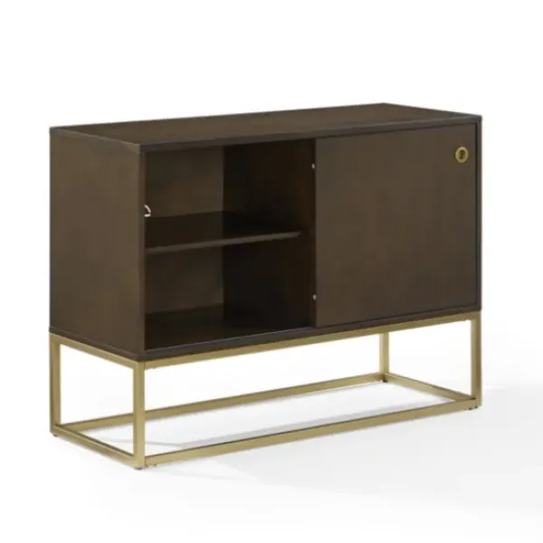 Tv Stands & Media Consoles-Kirkland's Home Wood And Gold Record Storage Media Cabinet Brown