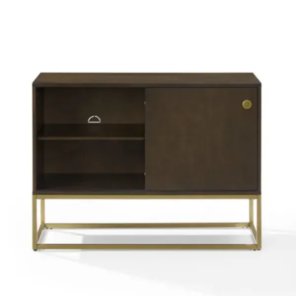 Tv Stands & Media Consoles-Kirkland's Home Wood And Gold Record Storage Media Cabinet Brown