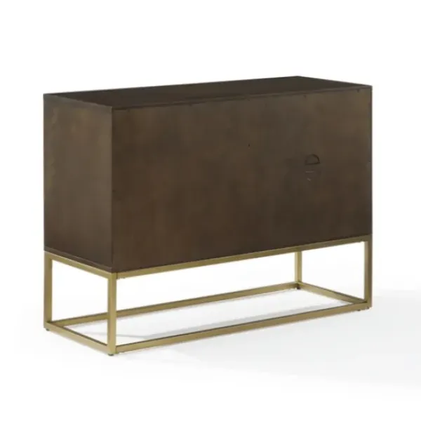 Tv Stands & Media Consoles-Kirkland's Home Wood And Gold Record Storage Media Cabinet Brown