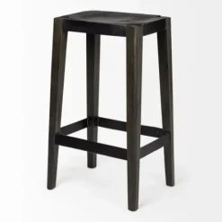 Bar Stools & Counter Height Stools-Kirkland's Home Wood And Metal Bar Stool Black