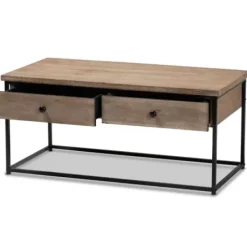 Coffee Tables-Kirkland's Home Wood And Metal 2-Drawer Coffee Table Brown