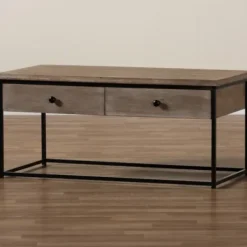 Coffee Tables-Kirkland's Home Wood And Metal 2-Drawer Coffee Table Brown