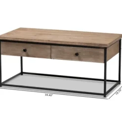 Coffee Tables-Kirkland's Home Wood And Metal 2-Drawer Coffee Table Brown