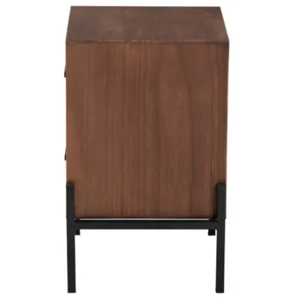 Nightstands-Kirkland's Home Wood And Metal 2-Drawer Nightstand Brown