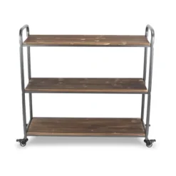 Office Furniture-Kirkland's Home Wood And Metal Frame 3-Tier Rolling Shelf