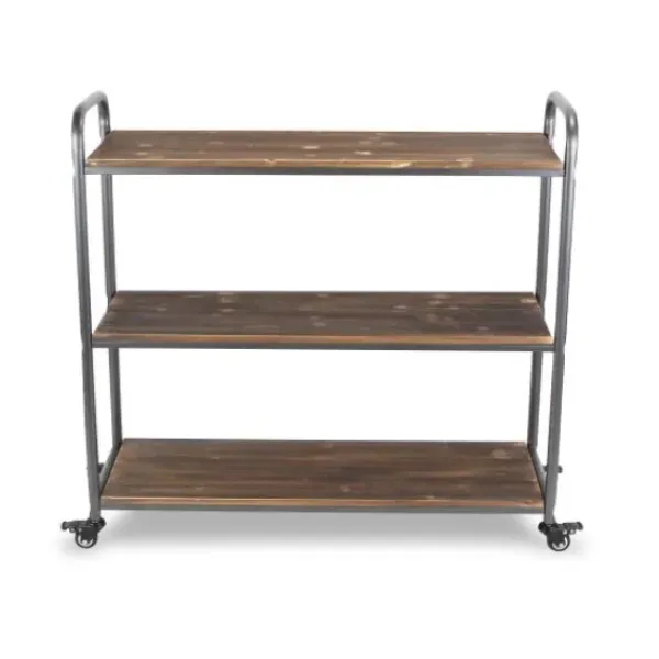 Office Furniture-Kirkland's Home Wood And Metal Frame 3-Tier Rolling Shelf