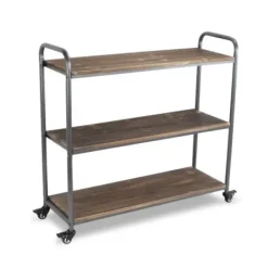 Office Furniture-Kirkland's Home Wood And Metal Frame 3-Tier Rolling Shelf