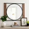 Decorative Mirrors-Kirkland's Home Wood And Metal Framed Round Industrial Mirror
