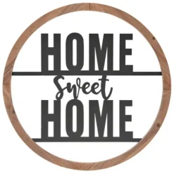 Wall Quotes & Signs-Kirkland's Home Wood And Metal Home Sweet Home Round Plaque Tan/Black