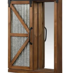 Decorative Mirrors-Kirkland's Home Wood And Metal Sliding Barn Door Wall Cabinet Brown