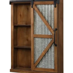 Decorative Mirrors-Kirkland's Home Wood And Metal Sliding Barn Door Wall Cabinet Brown