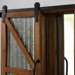Decorative Mirrors-Kirkland's Home Wood And Metal Sliding Barn Door Wall Cabinet Brown