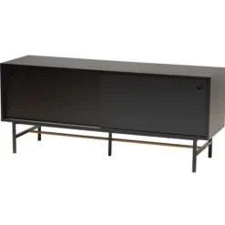 Tv Stands & Media Consoles-Kirkland's Home Wood And Metal Sliding Door Tv Stand Black
