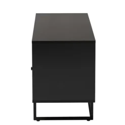 Tv Stands & Media Consoles-Kirkland's Home Wood And Rattan 3-Door Tv Stand Black