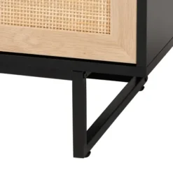 Tv Stands & Media Consoles-Kirkland's Home Wood And Rattan 3-Door Tv Stand Black