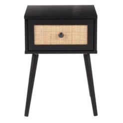 Accent & End Tables-Kirkland's Home Wood And Rattan Drawer Accent Table Black
