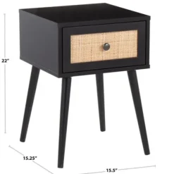 Accent & End Tables-Kirkland's Home Wood And Rattan Drawer Accent Table Black