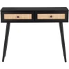 Entryway Furniture-Kirkland's Home Wood And Rattan 2-Drawer Console Table Black