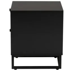 Nightstands-Kirkland's Home Wood And Rattan 2-Drawer Nightstand Black