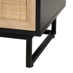 Nightstands-Kirkland's Home Wood And Rattan 2-Drawer Nightstand Black
