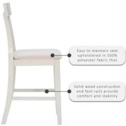 Bar Stools & Counter Height Stools-Kirkland's Home Wood And Rattan Upholstered Counter Stool White